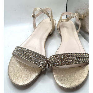 Women's DB Studio Gold embellished Sandals Size 7.5 ankle strap